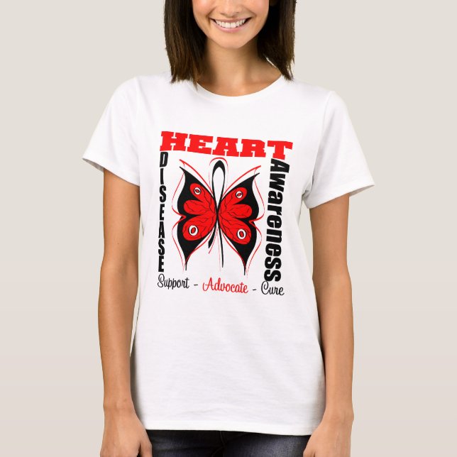 Butterfly Awareness Art Ribbon Heart Disease T-Shirt (Vorderseite)