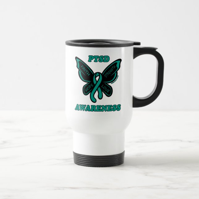 Butterfly/Awareness..PTSD Travel Mug Reisebecher (Rechts)