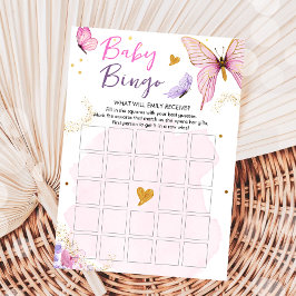 Butterfly Baby Dusche Bingo Game Pink Gold Girl Einladung