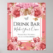 Butterfly Baby Dusche Drink Bar Party Zeichen