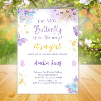 Butterfly Baby Dusche Es ist ein Mädchen Einladung