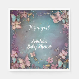 Butterfly Baby Dusche Lila Serviette