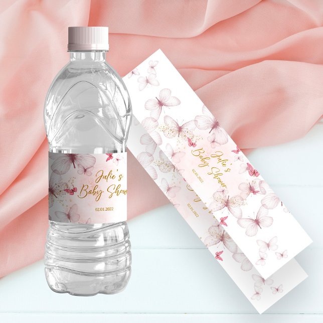 Butterfly Baby Dusche Wasser Flasche Etikett (Von Creator hochgeladen)