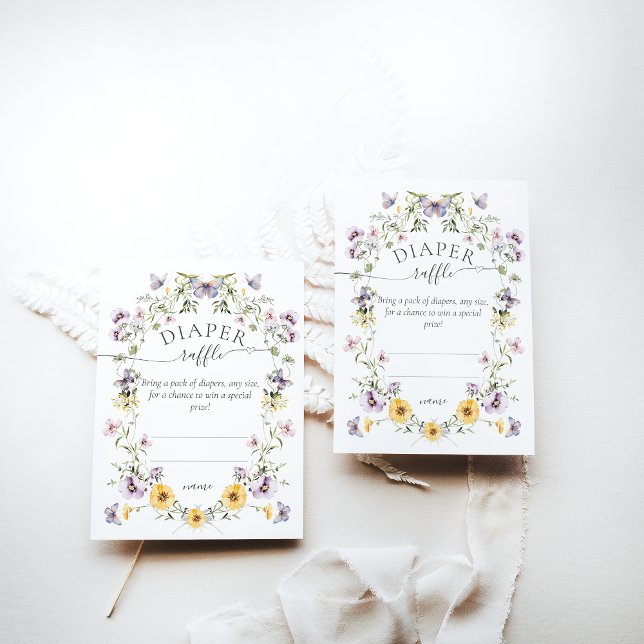 Butterfly Baby Dusche Wildblume Windeln Raffel Begleitkarte (Von Creator hochgeladen)