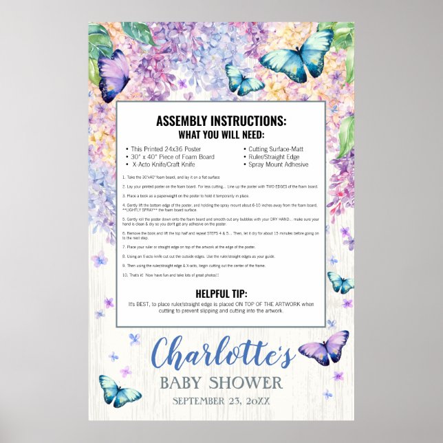 Butterfly Baby Duschkabine Foto Prop Rahmen Foam B Poster (Vorne)