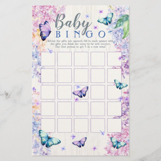 Butterfly Baby Shooter Bingo Game | Baby Bingo Gam (Vorderseite)