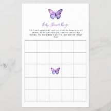 Butterfly Baby Shower Bingo Game Elegantes Skript