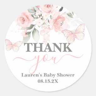 Butterfly Baby Shower Classic Round Sticker