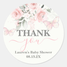 Butterfly Baby Shower Classic Round Sticker