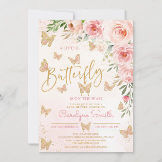 Butterfly Baby Shower Einladung Mädchen