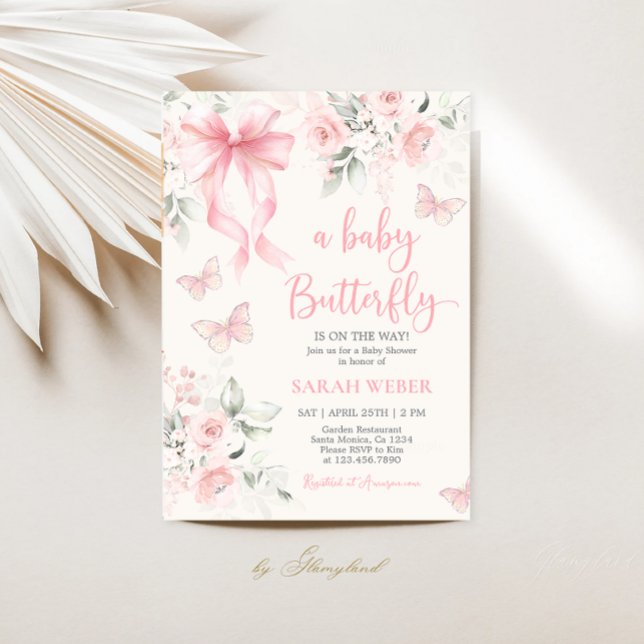 Butterfly Baby Shower Girl Einladung (Von Creator hochgeladen)