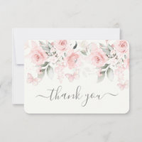 Butterfly Baby Shower Girl Flat Danke Karte