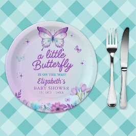 Butterfly Baby Shower Girl | Pink & Lavender flora Pappteller
