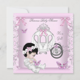 Butterfly Baby Shower Girl Princess Carriage Einladung