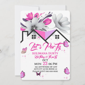 Butterfly Baby Shower Invitation, Pink Purple Butt Einladung