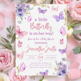 Butterfly Baby Shower Invitation, Pink Purple  Einladung