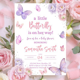 Butterfly Baby Shower Invitation, Pink Purple  Einladung