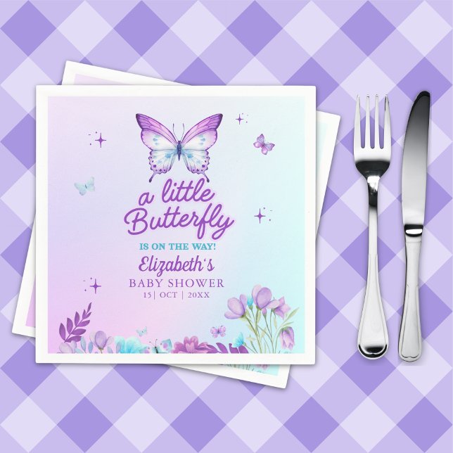 Butterfly Baby Shower Napkins | Pink & Purple  Serviette (Von Creator hochgeladen)
