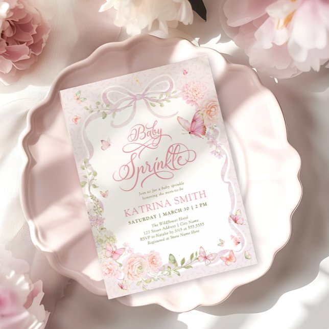Butterfly Baby Sprinkle Floral Girl Baby Shower Einladung (Von Creator hochgeladen)