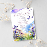 Butterfly-Babydusche Einladung<br><div class="desc">Kleine Schmetterling lila rosa Lavendel lila Veilchen und Gänsewiese mit lila Schmetterlingen Baby Dusche Einladung Sofortdownload. Blume auf der Wiese und Schmetterlinge in elegantem Aquarell laden zu einer Babydusche ein.</div>