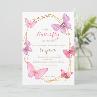 Butterfly BabyShower Einladung pink lila