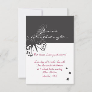 Butterfly Bat mitzvah Einladung Empfang Card
