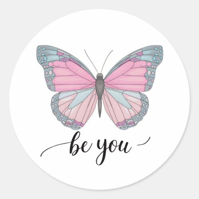 Butterfly Be You Runder Aufkleber (Vorderseite)
