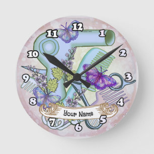 Butterfly Beautician Runde Wanduhr