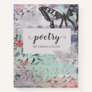 Butterfly Birds Abstrakte Personalisierte Poesie Notizbuch