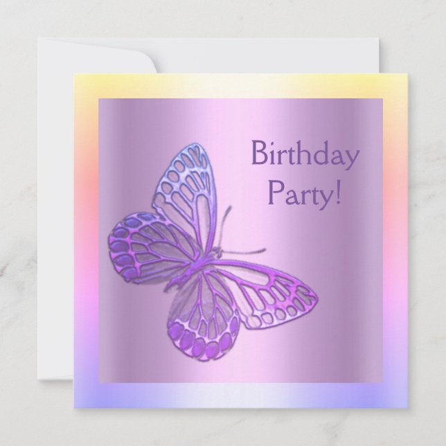 BUTTERFLY BIRTHDAD INVITATION lila neue Einladung (Vorderseite)
