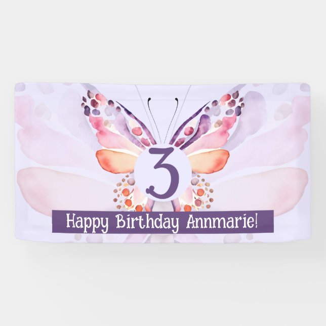 Butterfly Birthday Background Banner (Horizontal)