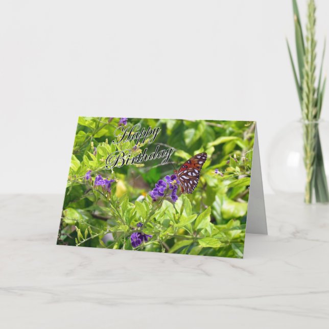 Butterfly Birthday Card - Gulf Fritillary Karte (Vorderseite)