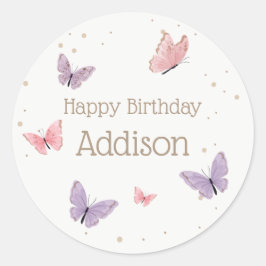 Butterfly Birthday Classic Round Sticker