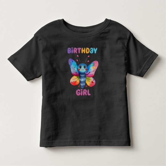 Butterfly Birthday Girl Kleinkind T-shirt (Vorderseite)
