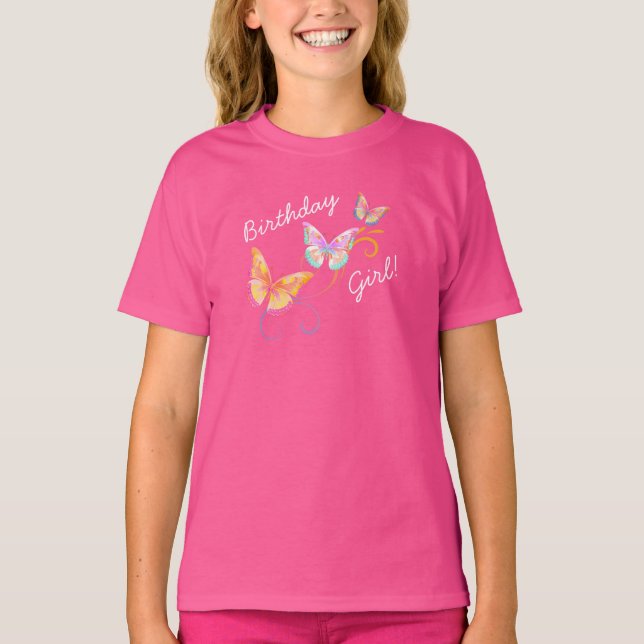 Butterfly Birthday Girl T-Shirt (Vorderseite)
