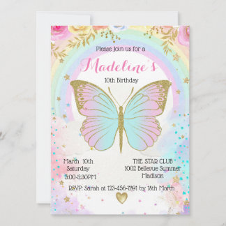Butterfly Birthday invitation Einladung