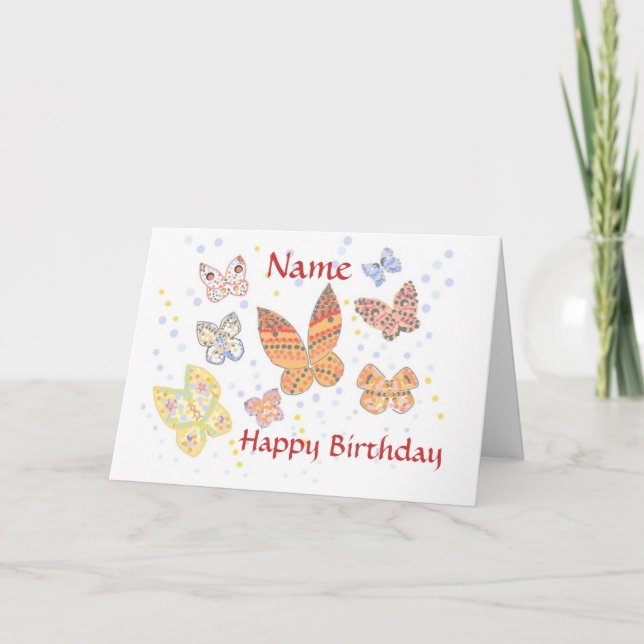 Butterfly Birthday mit Namen Card Karte (Vorderseite)