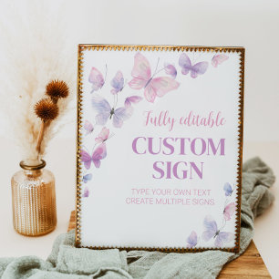 Butterfly Birthday Party Table Sign Poster