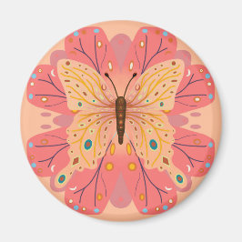 Butterfly Birthday Peach and Pink Magnet