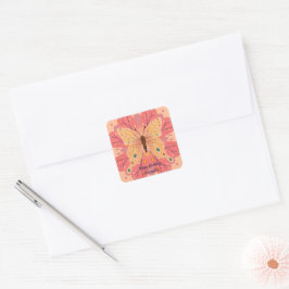Butterfly Birthday Quadratischer Aufkleber