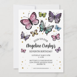 Butterfly Birthday Watercolor Glitzer herunterlade Einladung