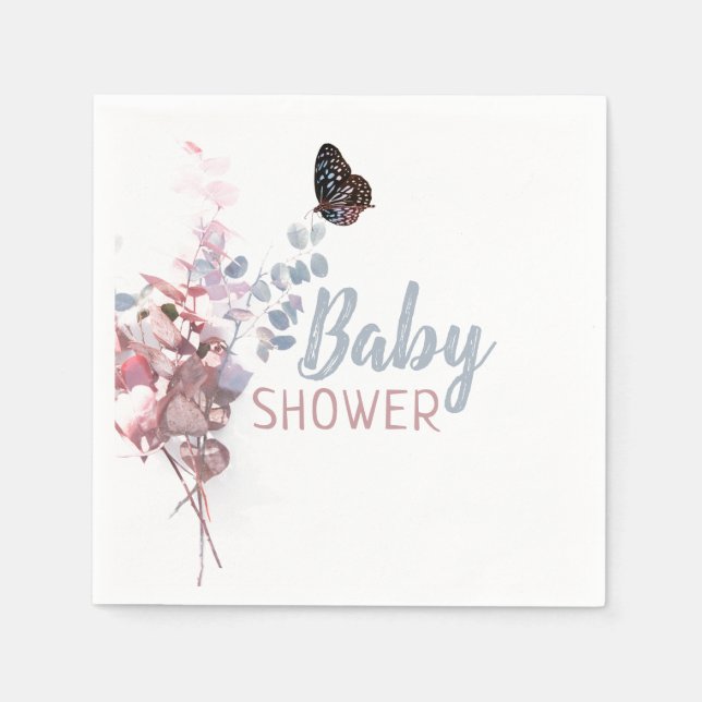 Butterfly-Blätter, elegante Babydusche Serviette (Vorderseite)