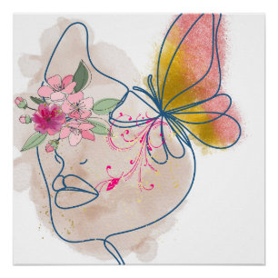 Butterfly Bloom - Abstrakte Blumengesichtskunst" Poster