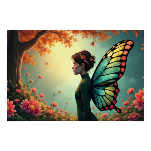 Butterfly Bloom - Whimsical Fairy in einem Garten Poster