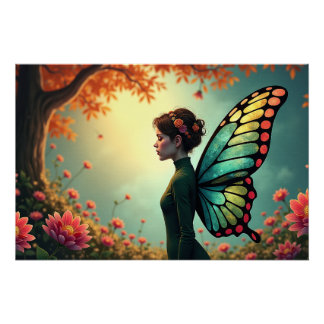 Butterfly Bloom - Whimsical Fairy in einem Garten Poster