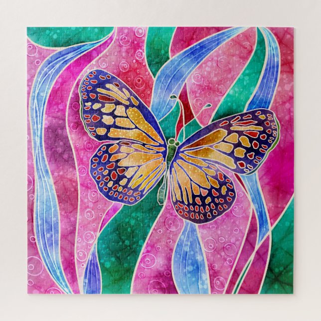 Butterfly Blooms: Ein Batik-Inspiriertes Puzzle (Vertikal)