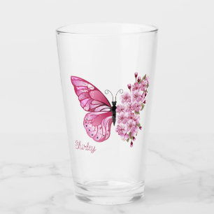 Butterfly-Blossoglas mit Individuelle Name Glas
