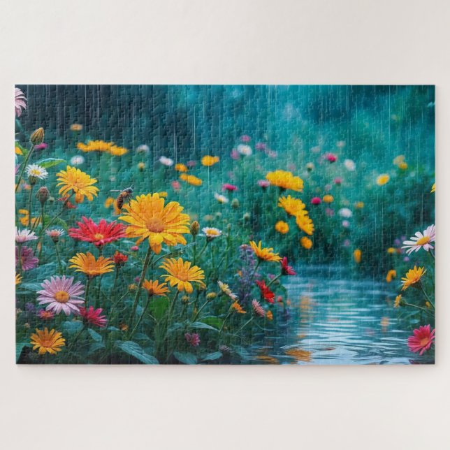 Butterfly Blossom Haven - Lebhafte Harmonie der Bl Puzzle (Horizontal)