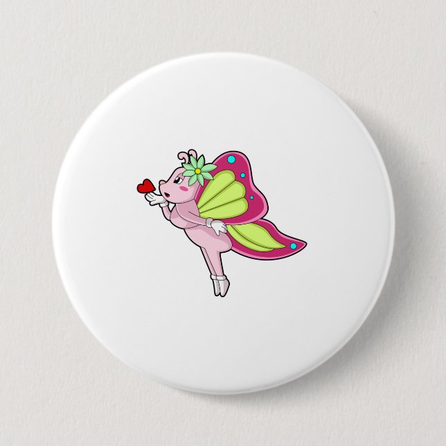 Butterfly Blossom Herz Button (Vorderseite)