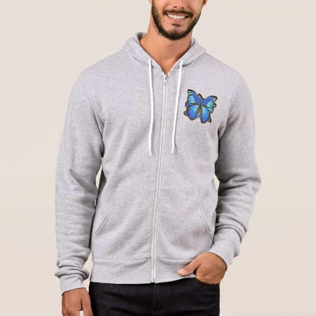 Butterfly Blue Black Insekt Wing Fly Spring Hoodie (Vorderseite)